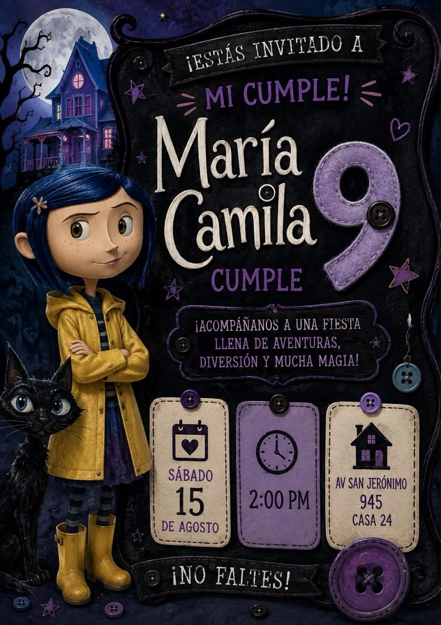 Invitación al cumpleaños de María Camila